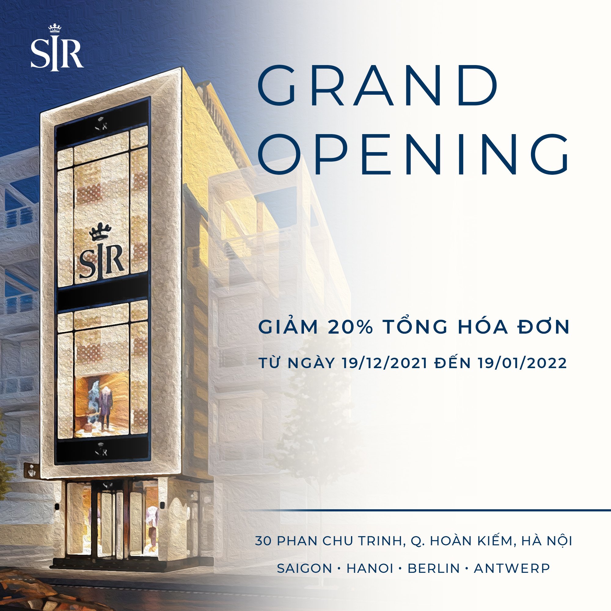 HANOI GRAND OPENING - DISCOUNT 20% FOR EVERY ORDER FROM 19/12/2021 TO 19/01/2022