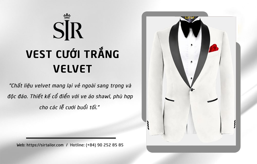 Mẫu vest trắng chú rể Velvet