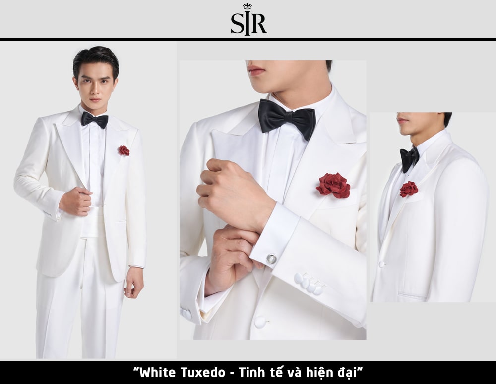 Tuxedo cưới màu trắng - White Tuxedo - Tinh tế và hiện đại