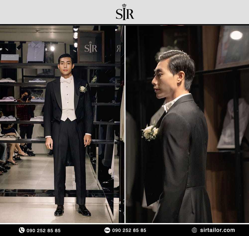 May vest đuôi tôm làm lễ phục chú rể