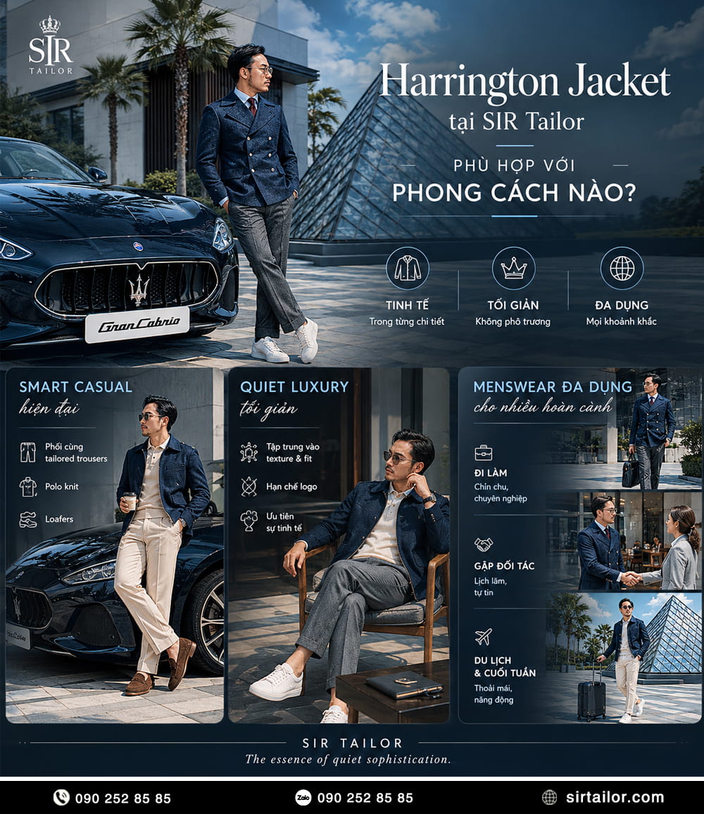Harrington Jacket tại SIR Tailor phù hợp với phong cách nào