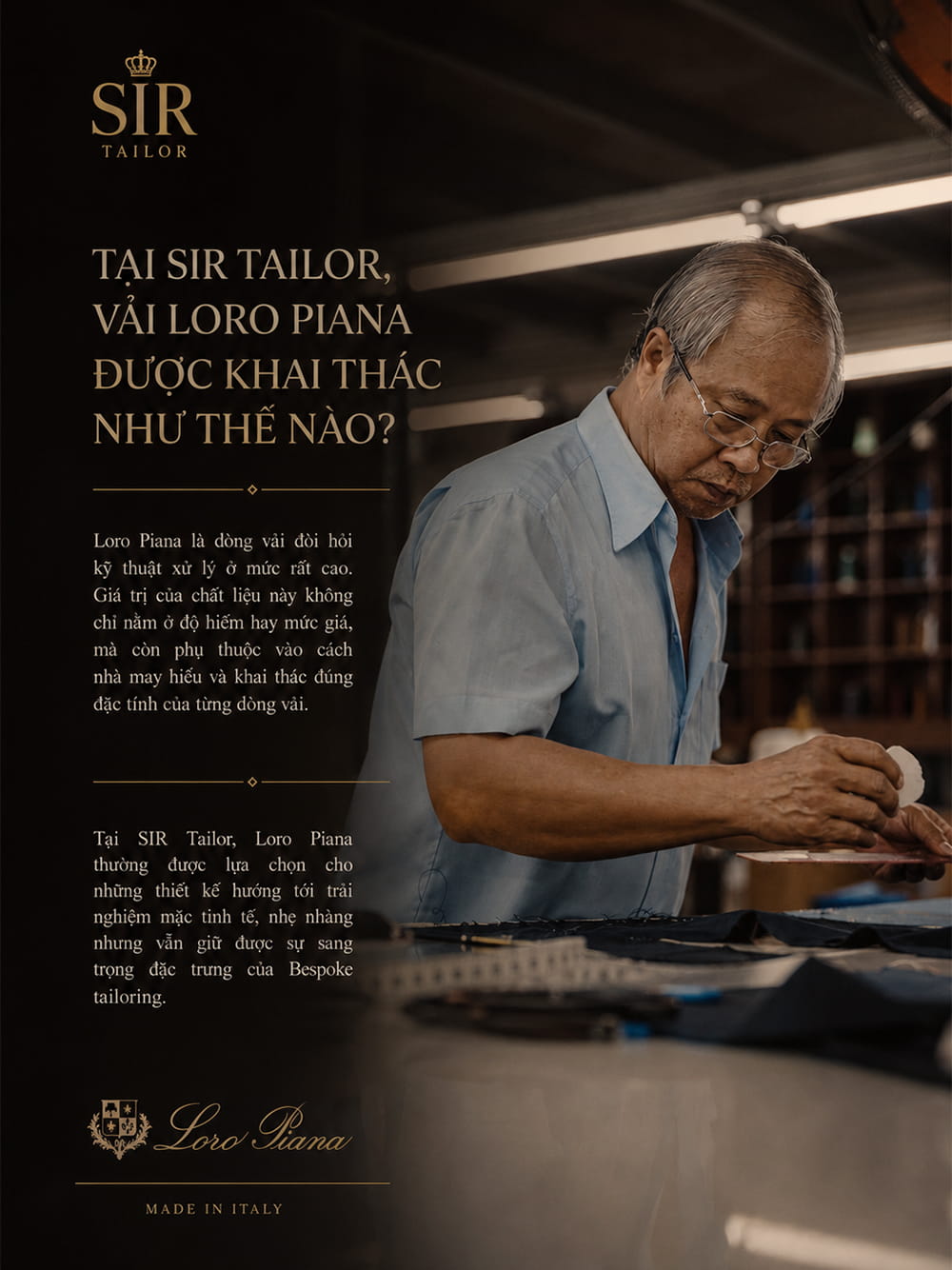 Tại SIR Tailor vải Loro Piana được khai thác như thế nào