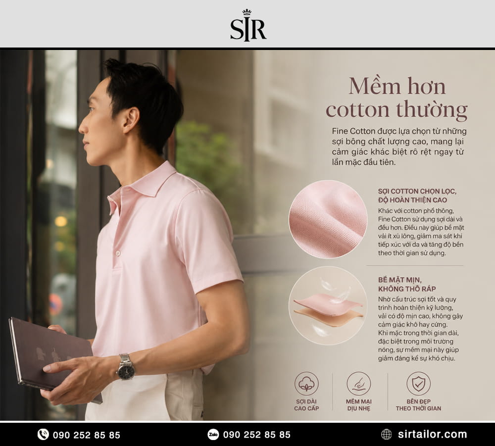 Trải nhiệm mặc Áo Polo 100% Fine Cotton Pique từ SIR Tailor