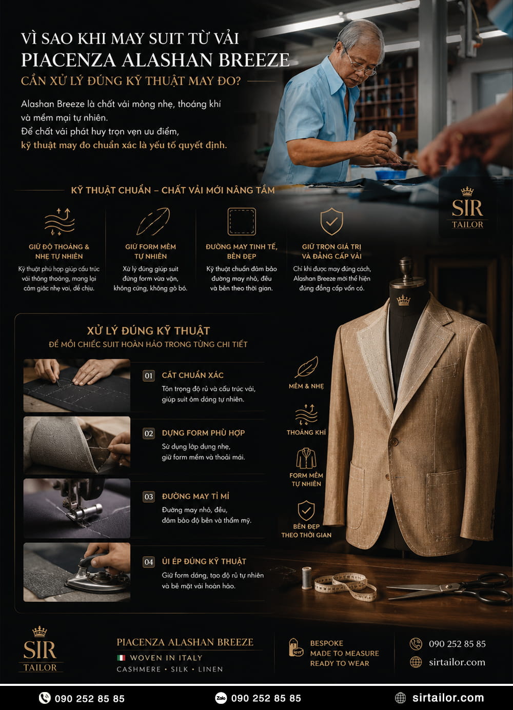 Vì sao khi may suit từ vải Piacenza Alashan Breeze cần xử lý đúng kỹ thuật may đo