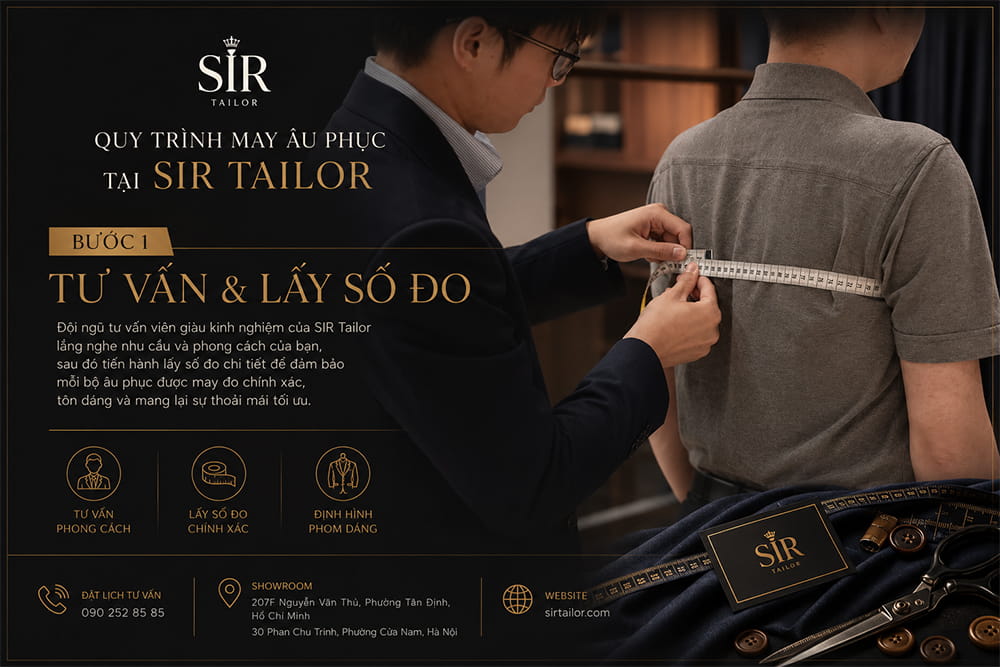 Bước 1 – Tư vấn và lấy số đo may âu phục