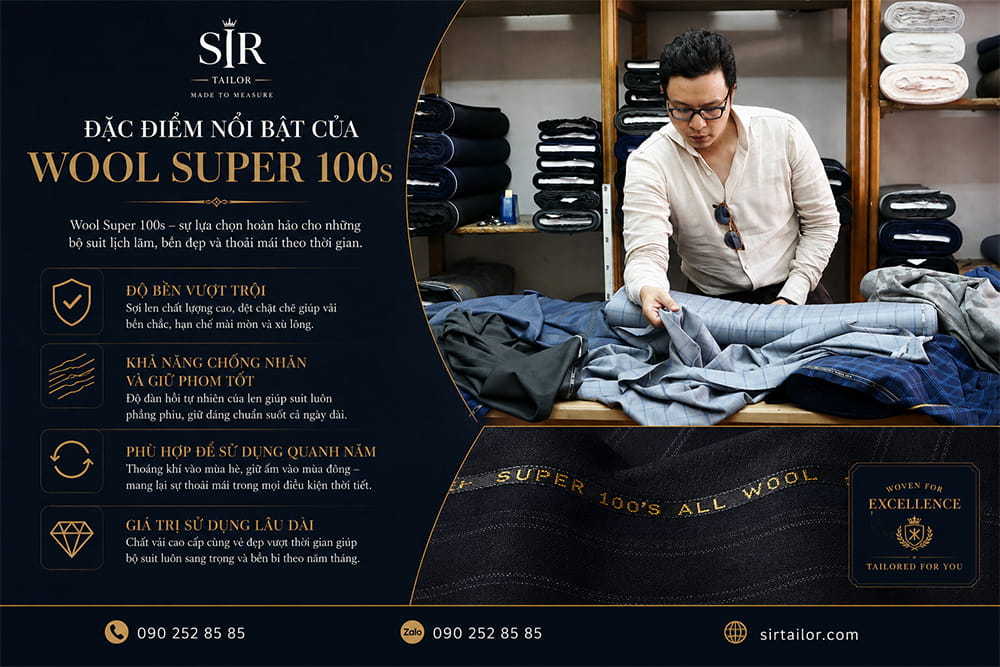 Đặc điểm nổi bật vải Wool Super 100s