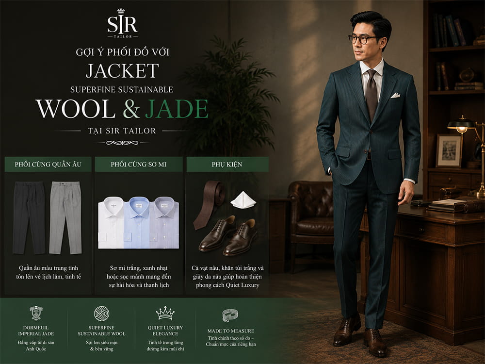 Gợi ý phối đồ với Jacket Superfine Sustainable Wool & Jade