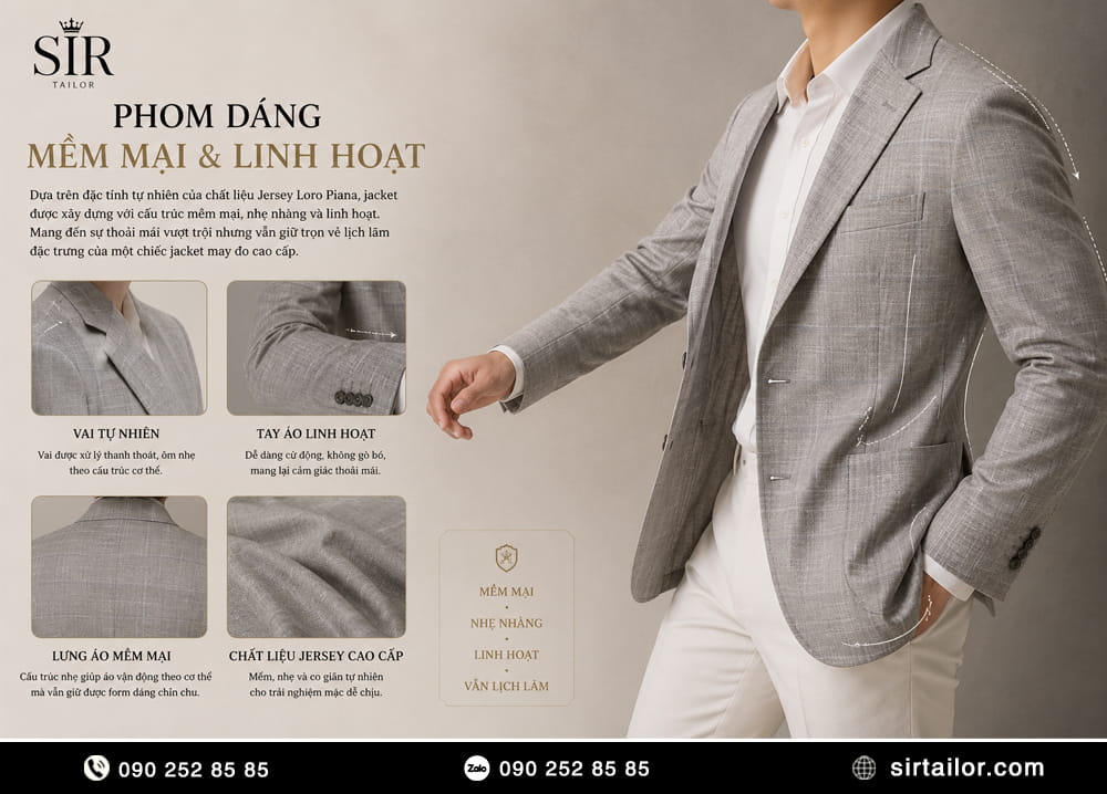Jacket Jersely Loro Piana sở hữu form dáng linh hoạt