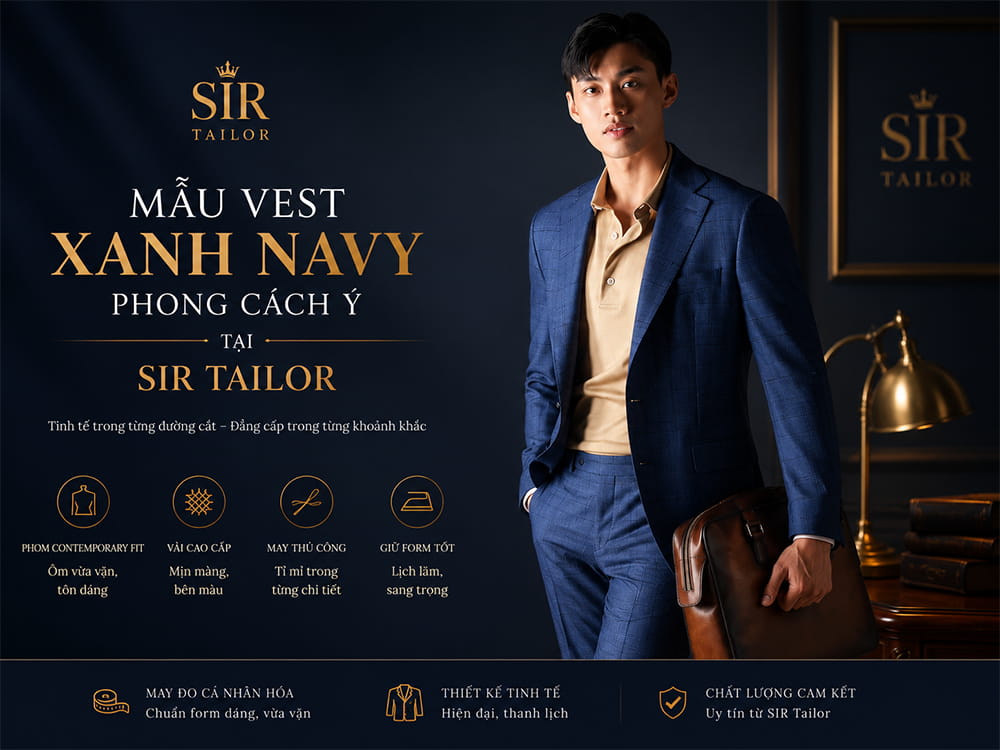 Vest xanh navy phong cách Ý tại SIR Tailor