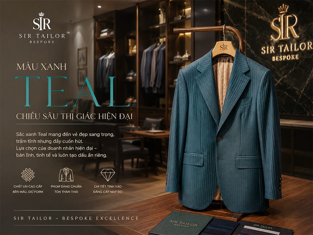 Màu xanh Teal của Jacket Superfine Sustainable Wool & Jade