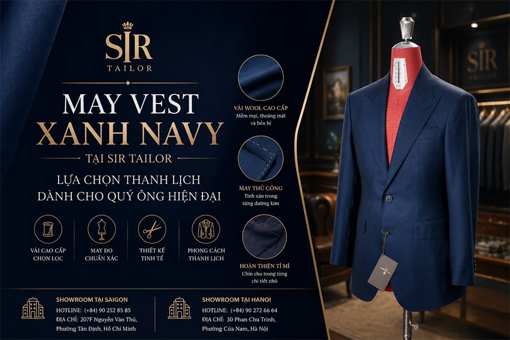 May Vest Xanh Navy Tại SIR Tailor