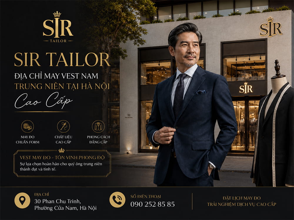 SIR Tailor - Địa chỉ May Vest Nam Trung Niên Tại Hà Nội Cao Cấp