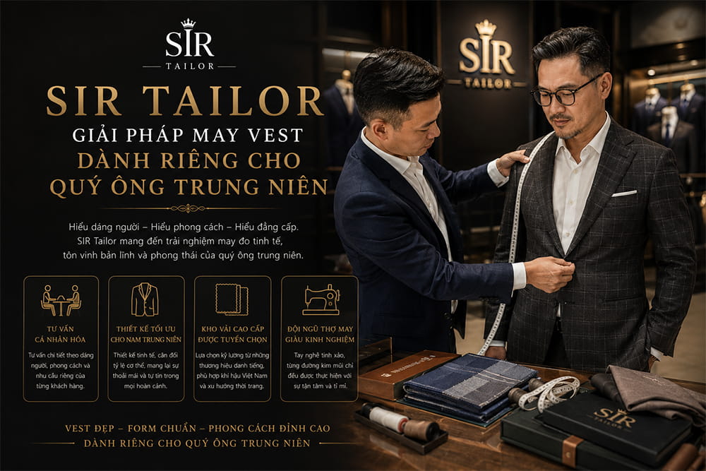 SIR Tailor - Địa chỉ may vest dành riêng cho quý ông trung niên