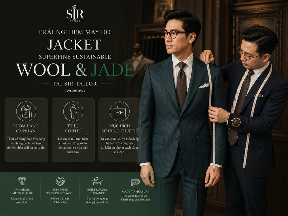 Trải nghiệm may đo Jacket Superfine Sustainable Wool & Jade tại SIR Tailor