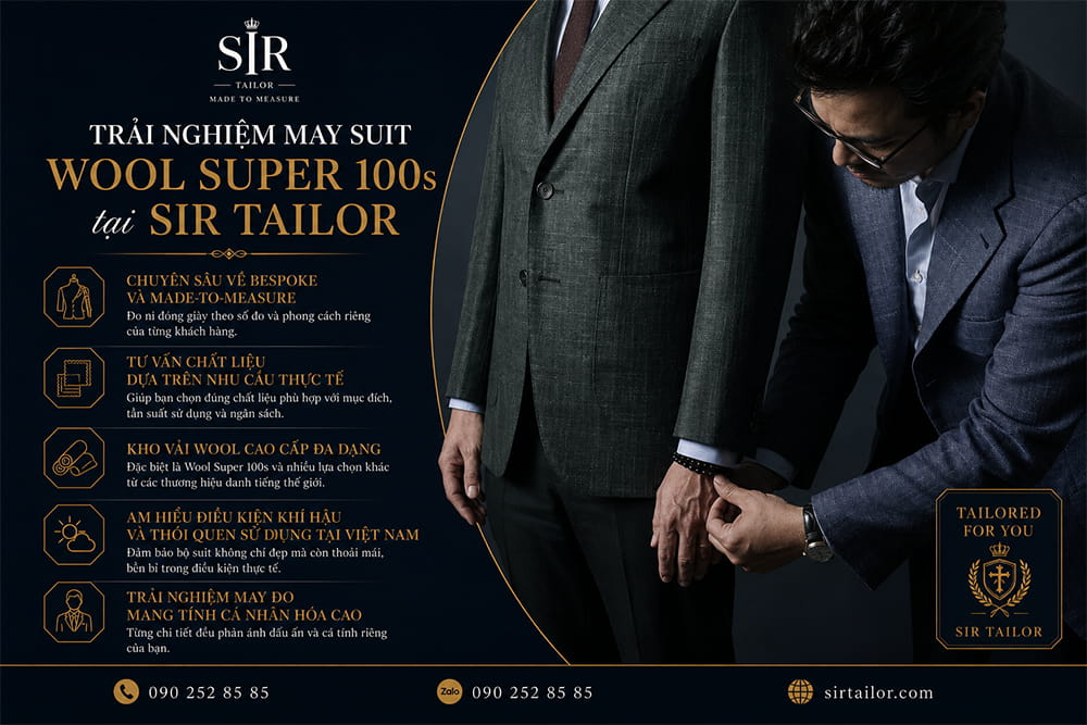 Trải nghiệm may suit Wool Super 100s tại SIR Tailor