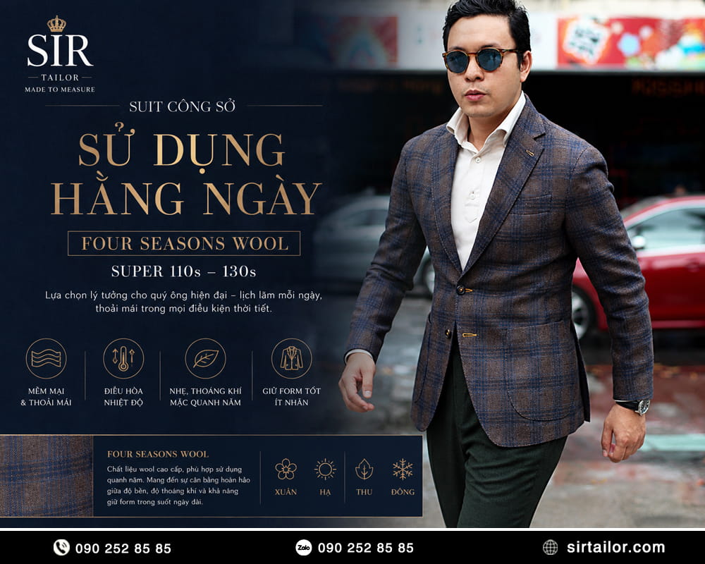 Vải Wool may Suit công sở sử dụng hàng ngày
