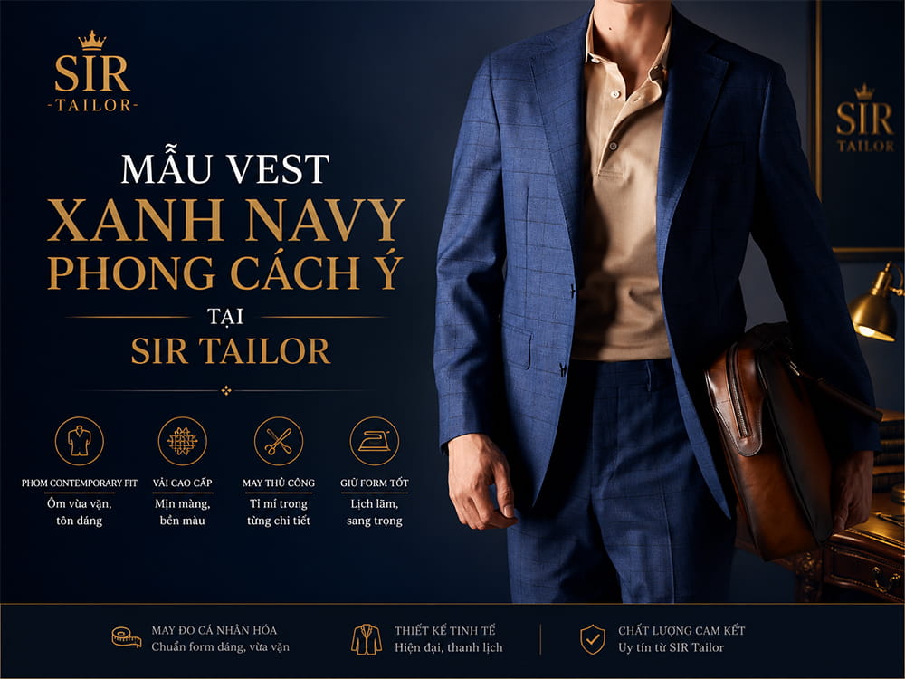 Vest xanh navy phong cách Ý tại SIR Tailor