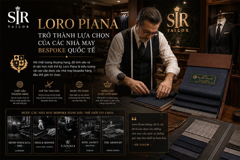Loro Piana trở thành lựa chọn của các nhà may bespoke quốc tế