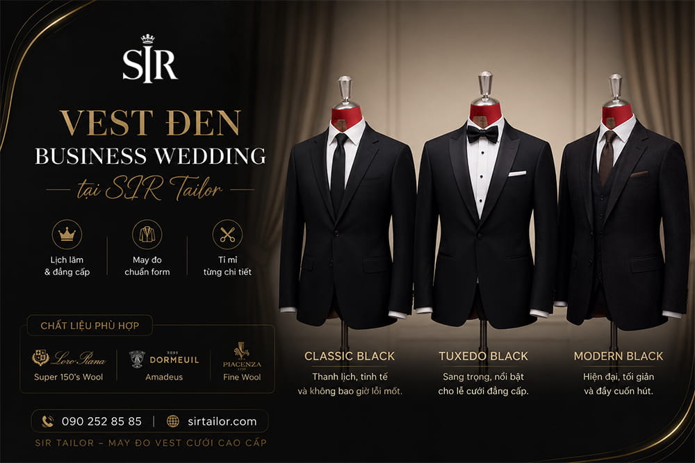 Mẫu Vest đen Business Wedding tại SIR