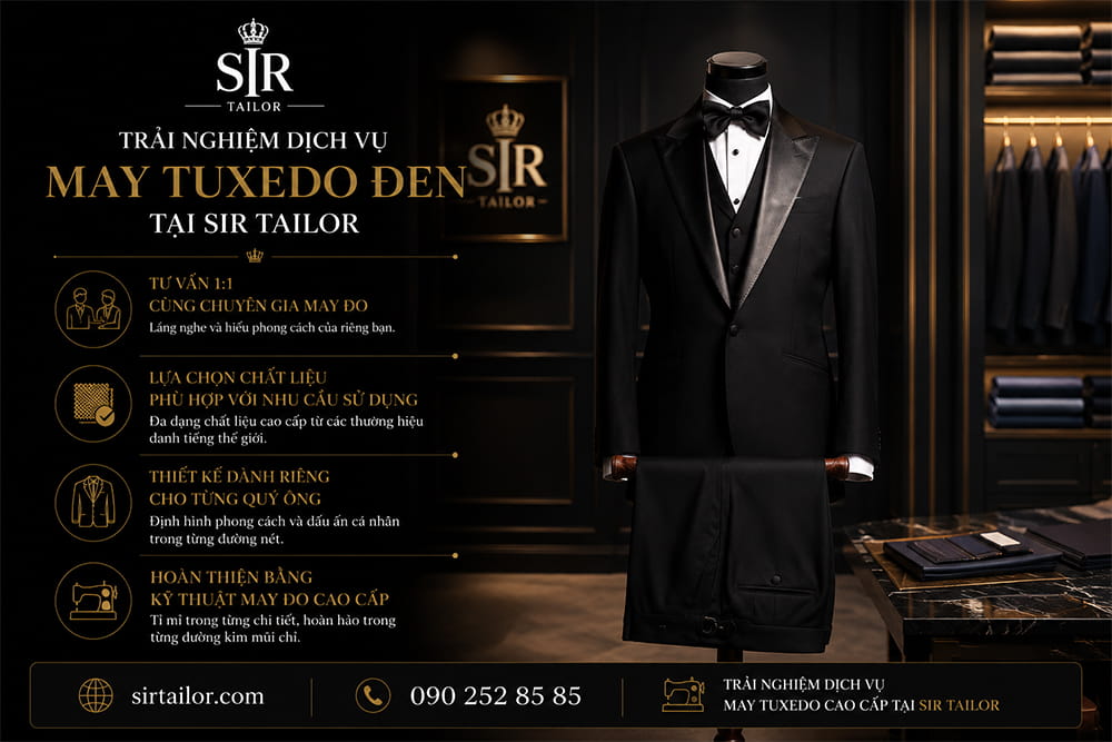 Trải nghiệm dịch vụ may tuxedo đen tại SIR Tailor