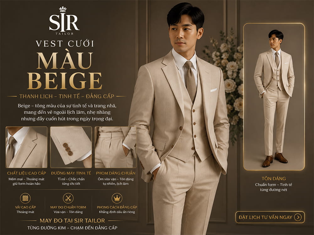 Vest cưới màu Beige