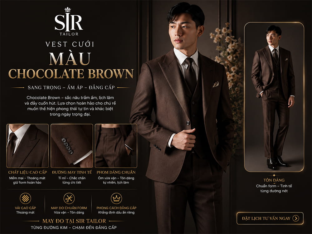 Vest cưới màu Chocolate Brown