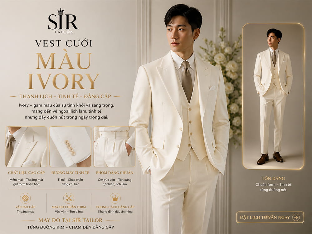 Vest cưới màu Ivory
