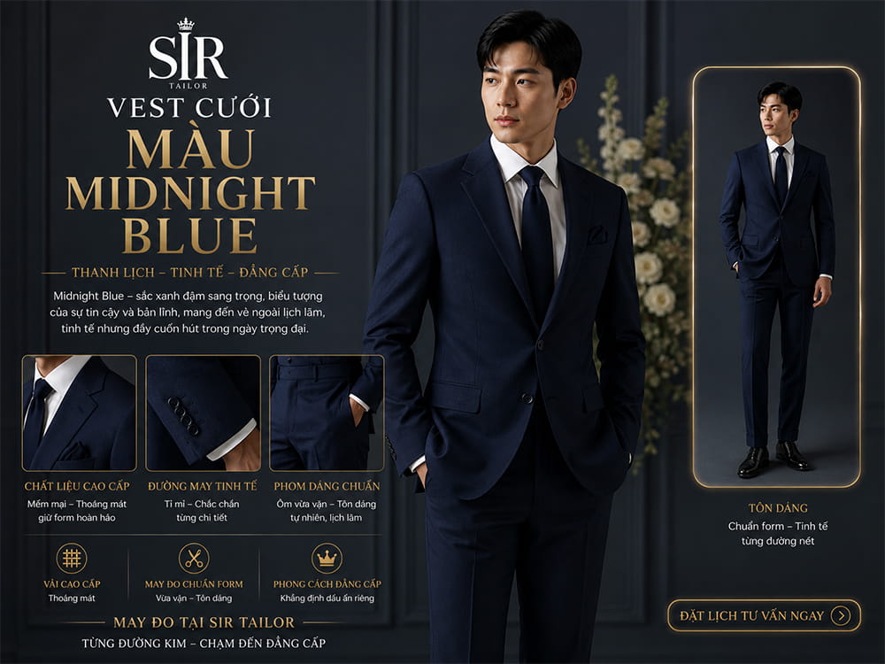 Vest cưới màu Midnight Blue