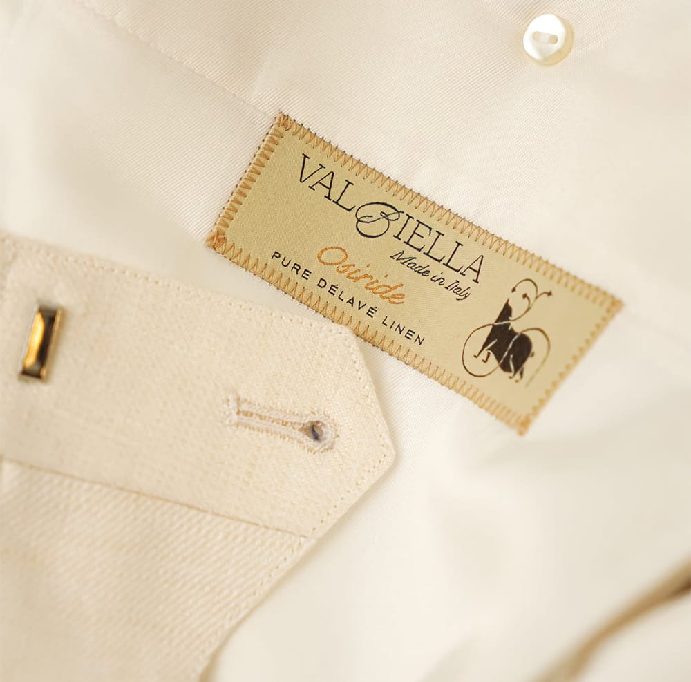 Chất vải của mẫu quần tây linen kem ngà Val Biella