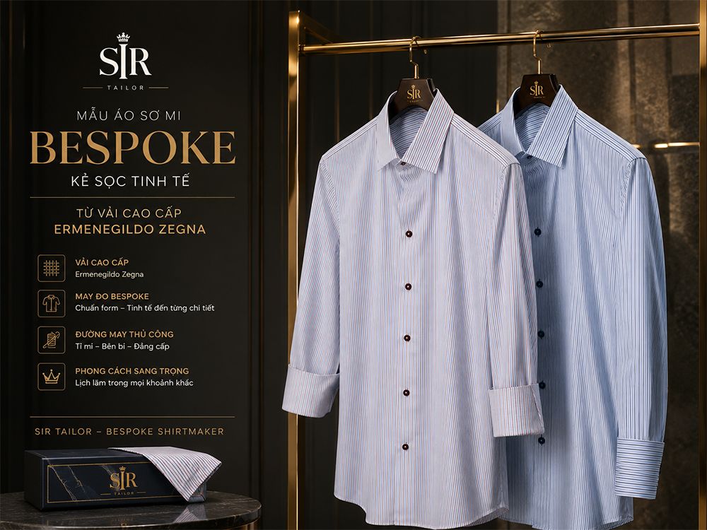 Mẫu sơ mi Bespoke kẻ sọc từ vải cao cấp Ermenegildo Zegna