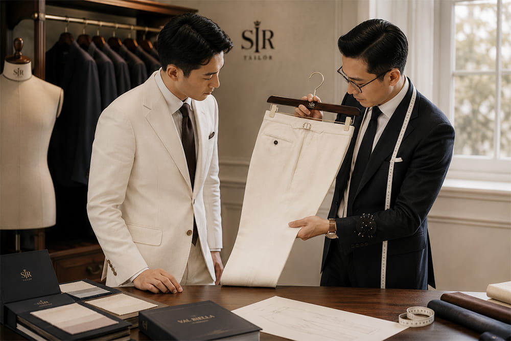 Quần tây linen kem ngà may đo tại SIR Tailor