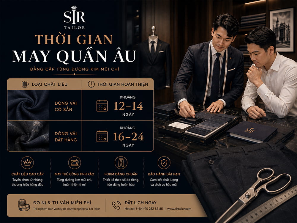 Thời gian may quần âu tại SIR Tailor