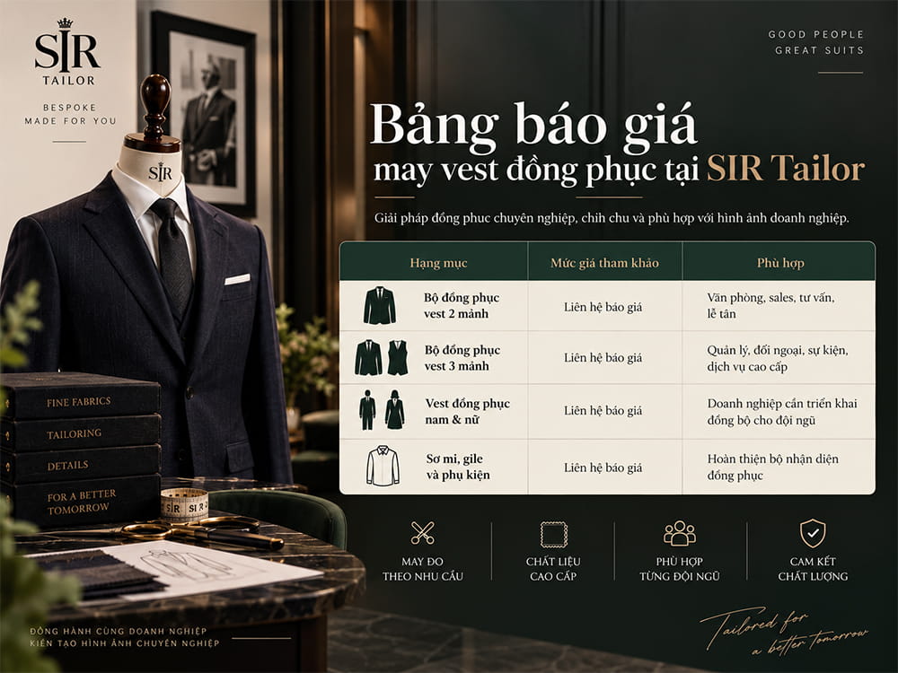 Báo giá may đồng phục vest
