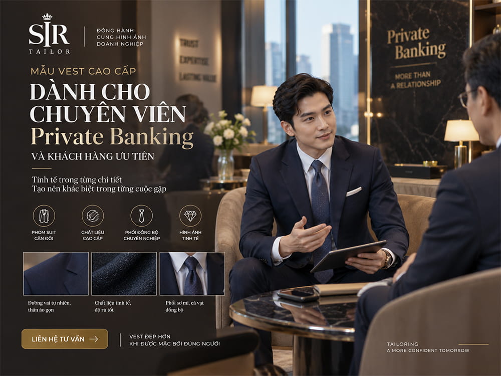 Mẫu vest đồng phục ngân hàng cao cấp cho chuyên viên Private Banking và khách hàng ưu tiên