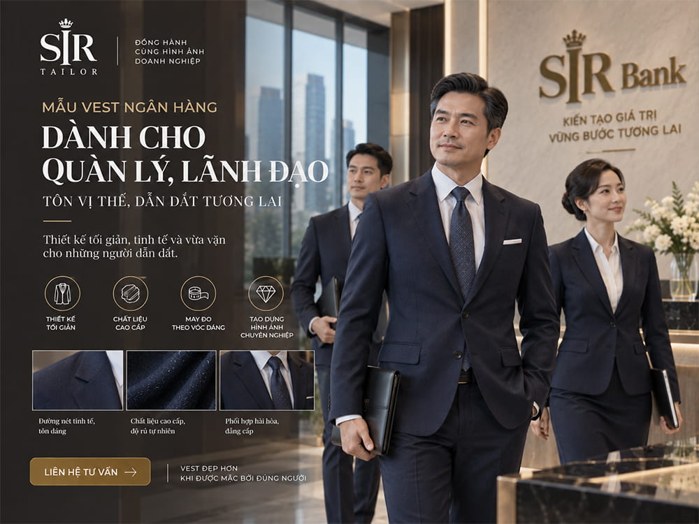Mẫu vest đồng phục ngân hàng dành cho quản lý, lãnh đạo