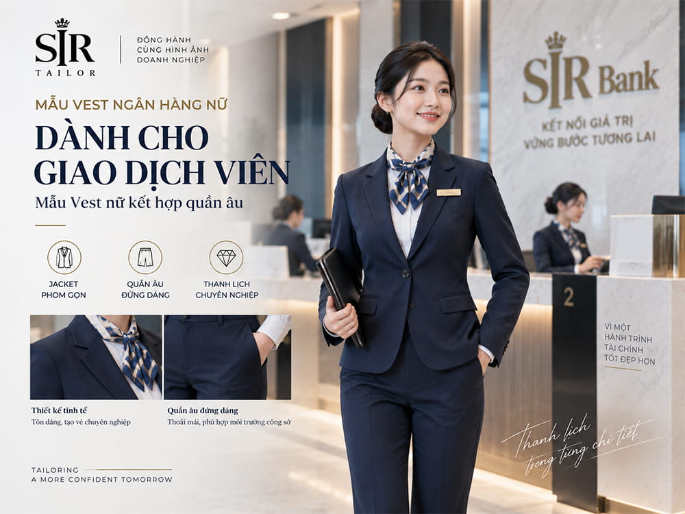 Mẫu vest đồng phục ngân hàng kết hợp quần âu