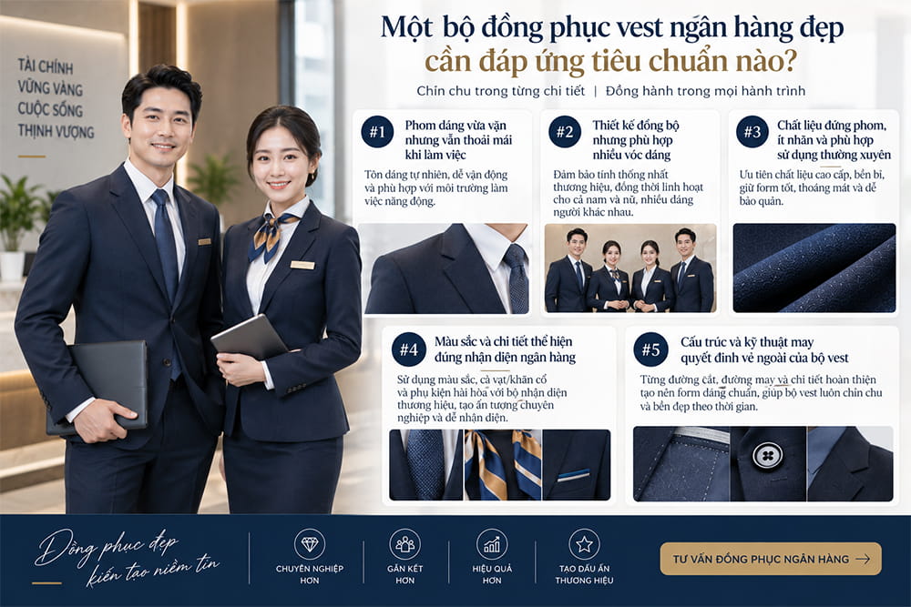 Một bộ đồng phục vest ngân hàng đẹp cần đáp ứng tiêu chuẩn nào