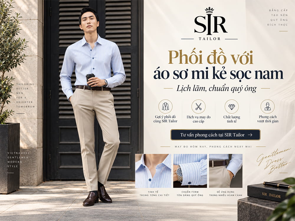 Phối đồ với áo sơ mi kẻ sọc nam