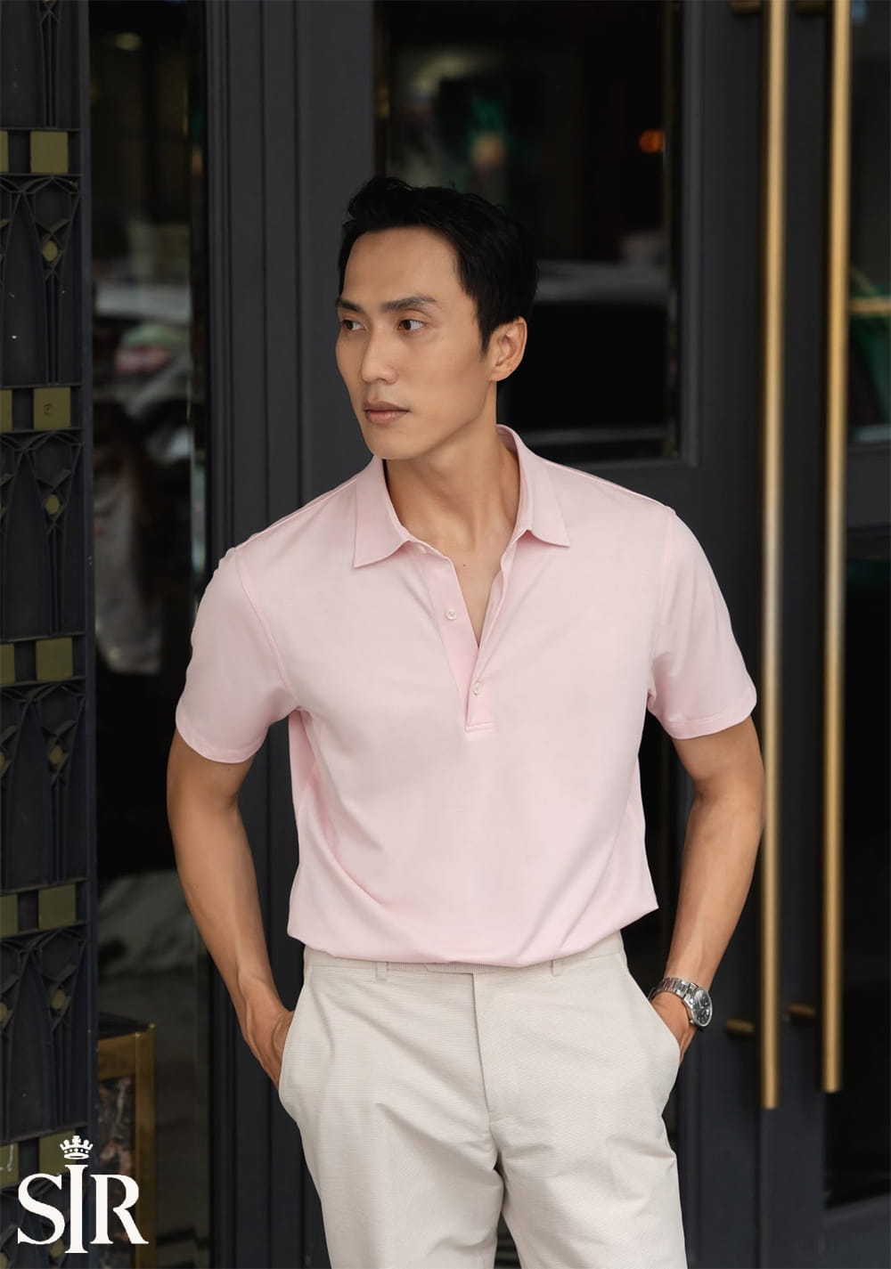 Phom dáng của mẫu Áo Polo Hồng Pastel