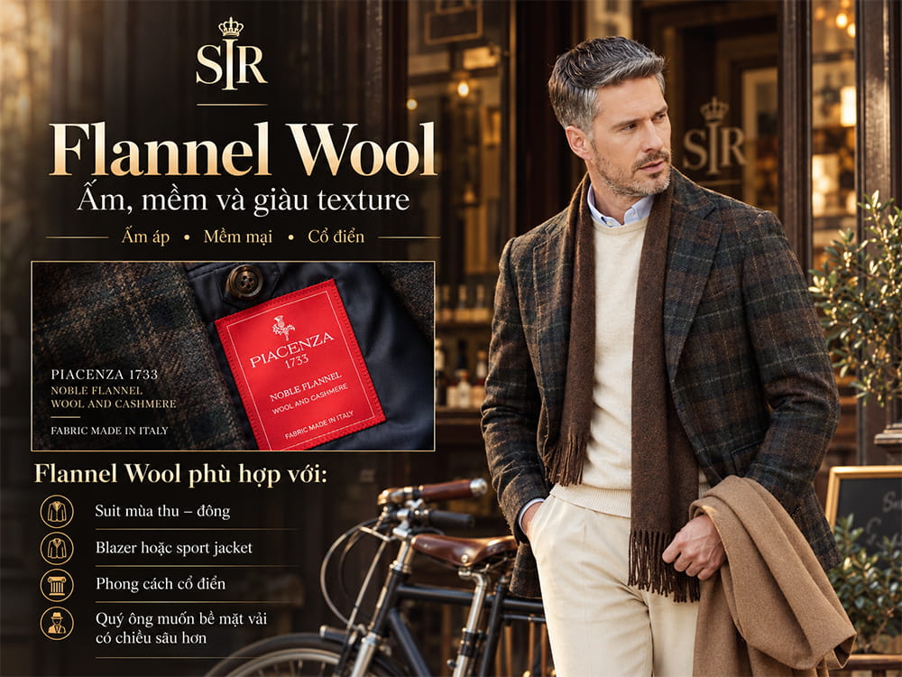 Vải Flannel Wool may vest