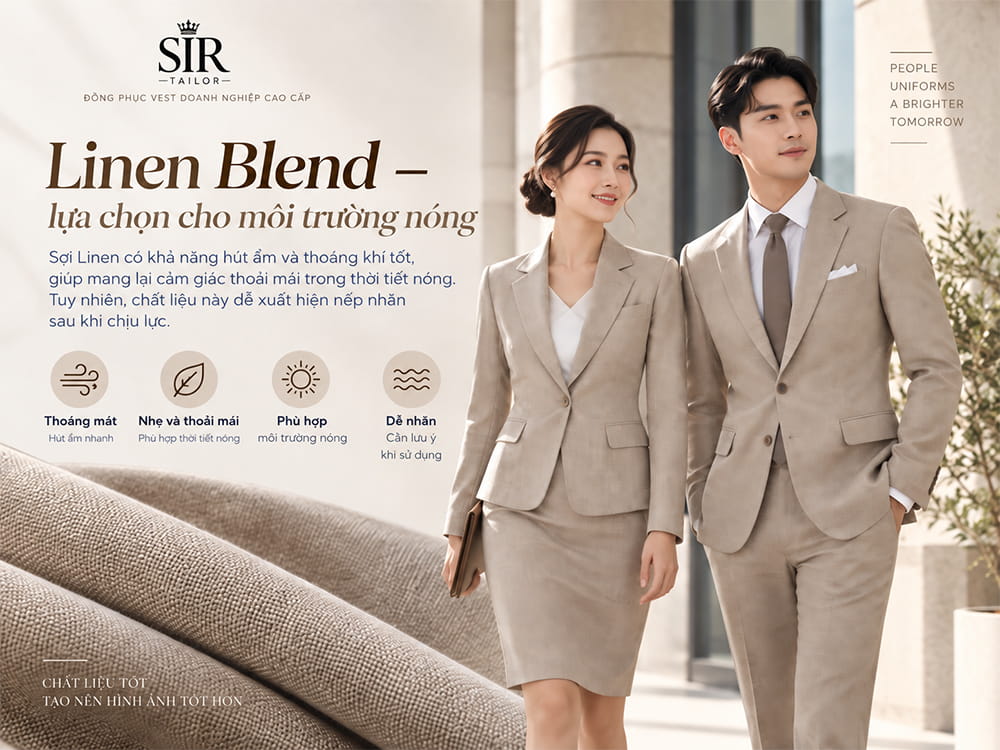 Vải Linen Blend may đồng phục vest