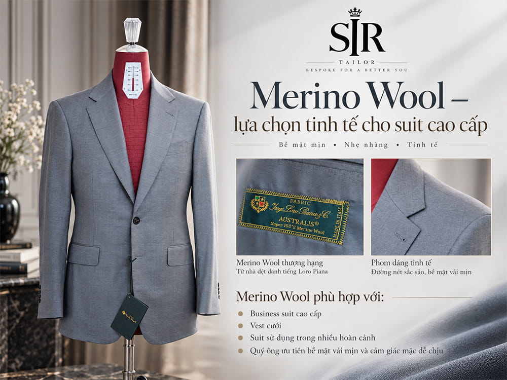 Vải Merino Wool may vest