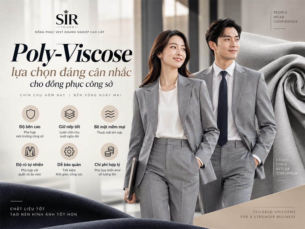 Vải Poly-Viscose may đồng phục vest