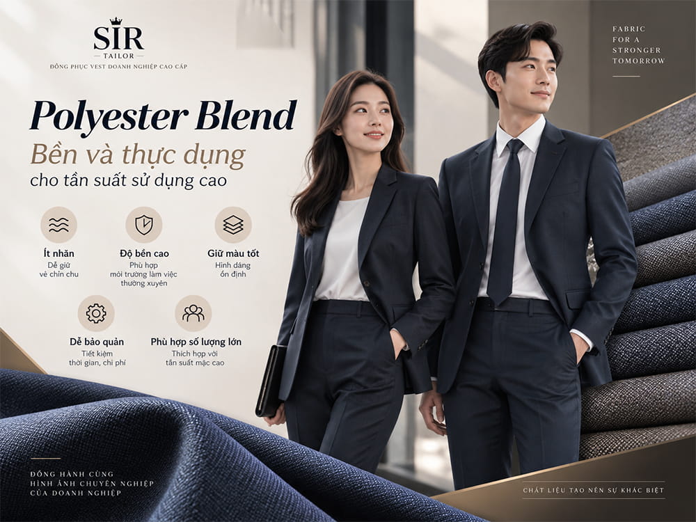 Vải Polyester Blend may đồng phục vest