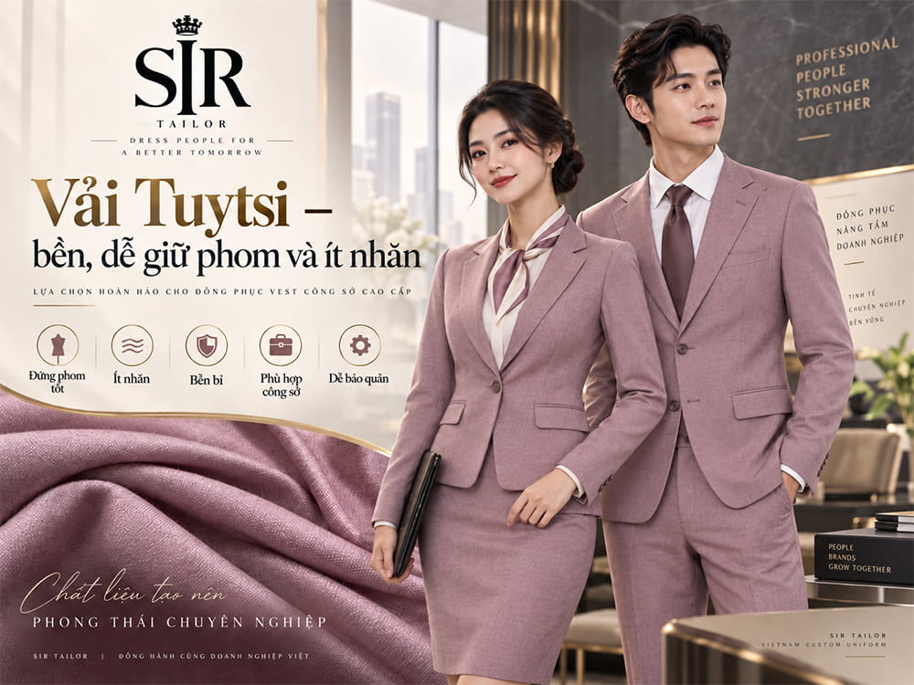 Vải Vải Tuytsi may đồng phục vest