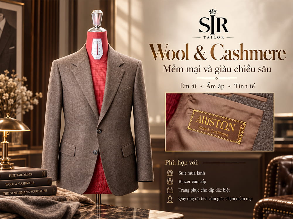 Vải Wool Cashmere may vest