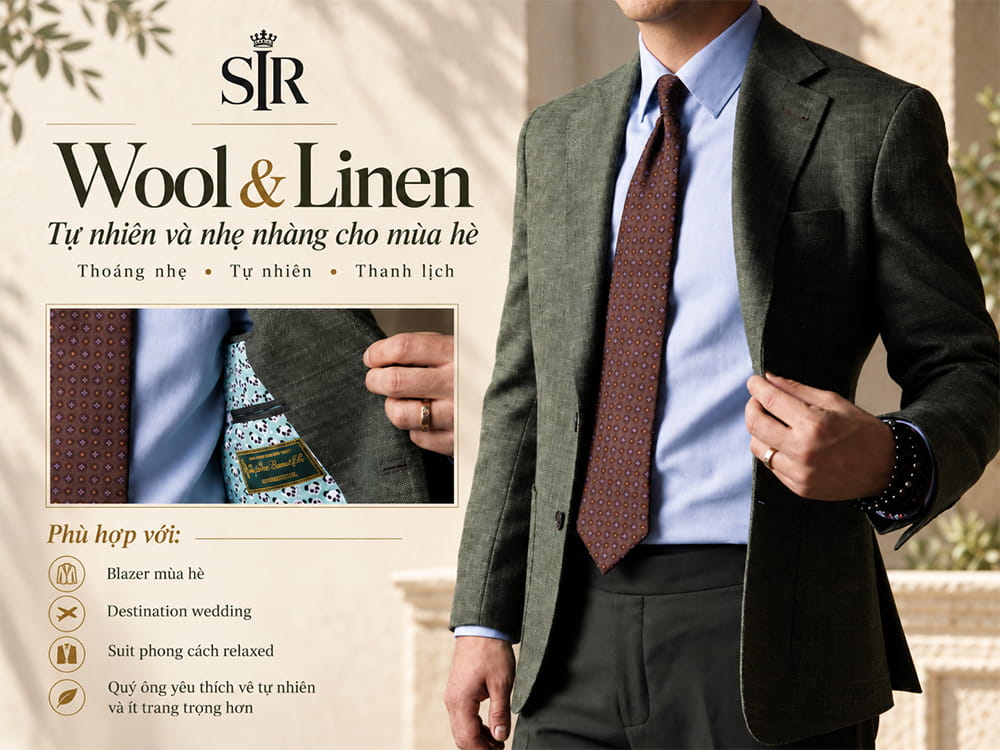Vải Wool Linen may vest
