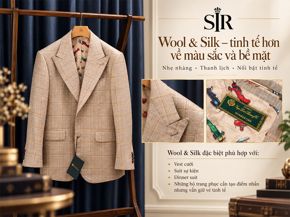 Vải Wool Silk may vest