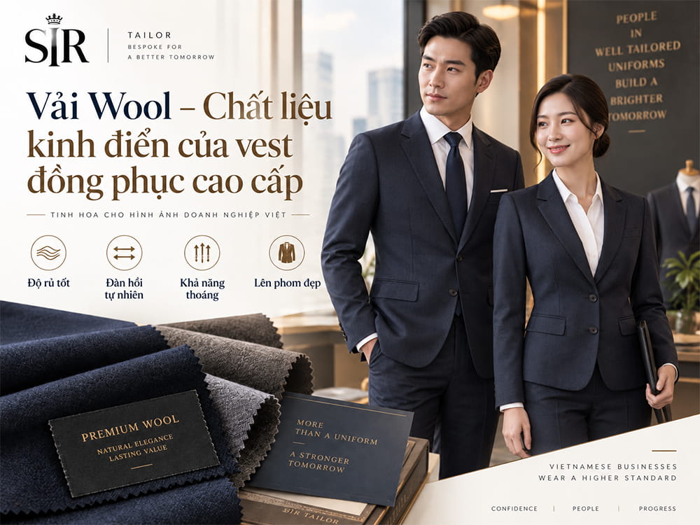 Vải Wool may đồng phục vest