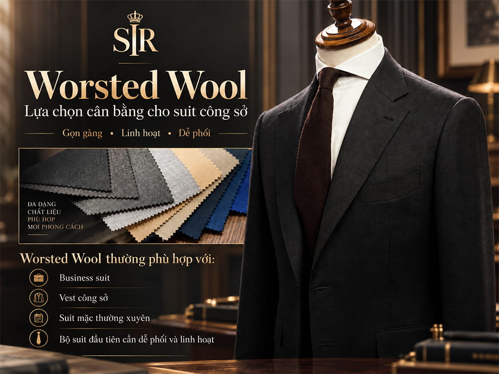 Vải Worsted Wool may vest
